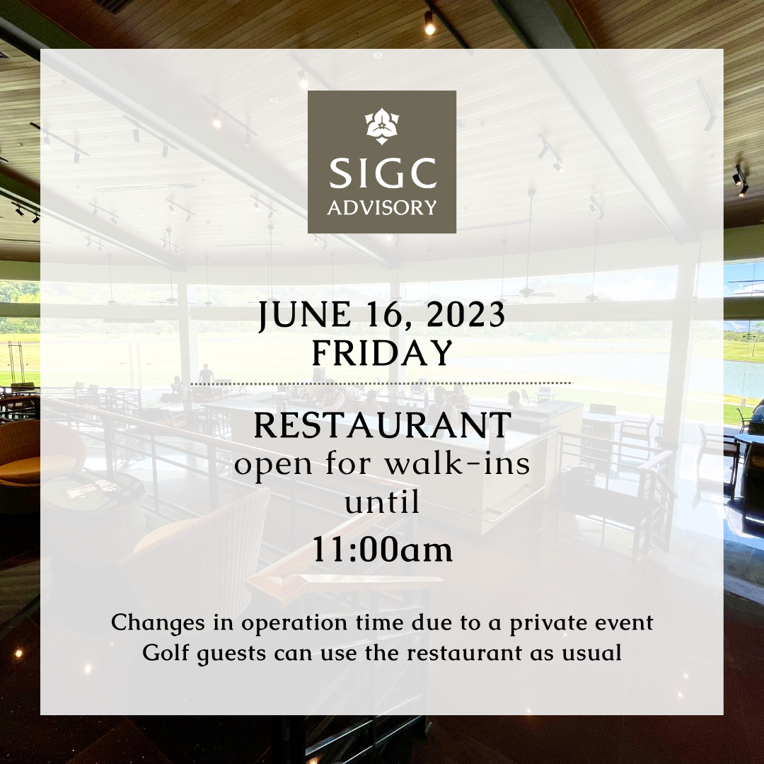 Restaurant operation on 6/16 (Fri)