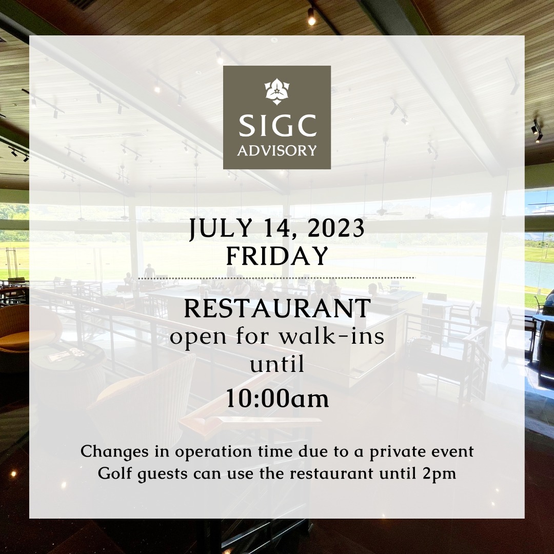 Restaurant operation on 7/14 (Fri)